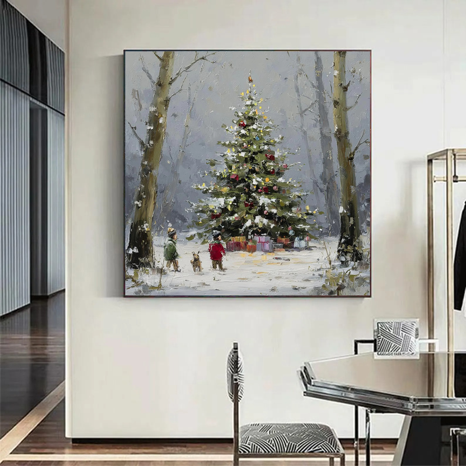 Winter Woodland Cheer – Hand-Painted Christmas Tree Landscape