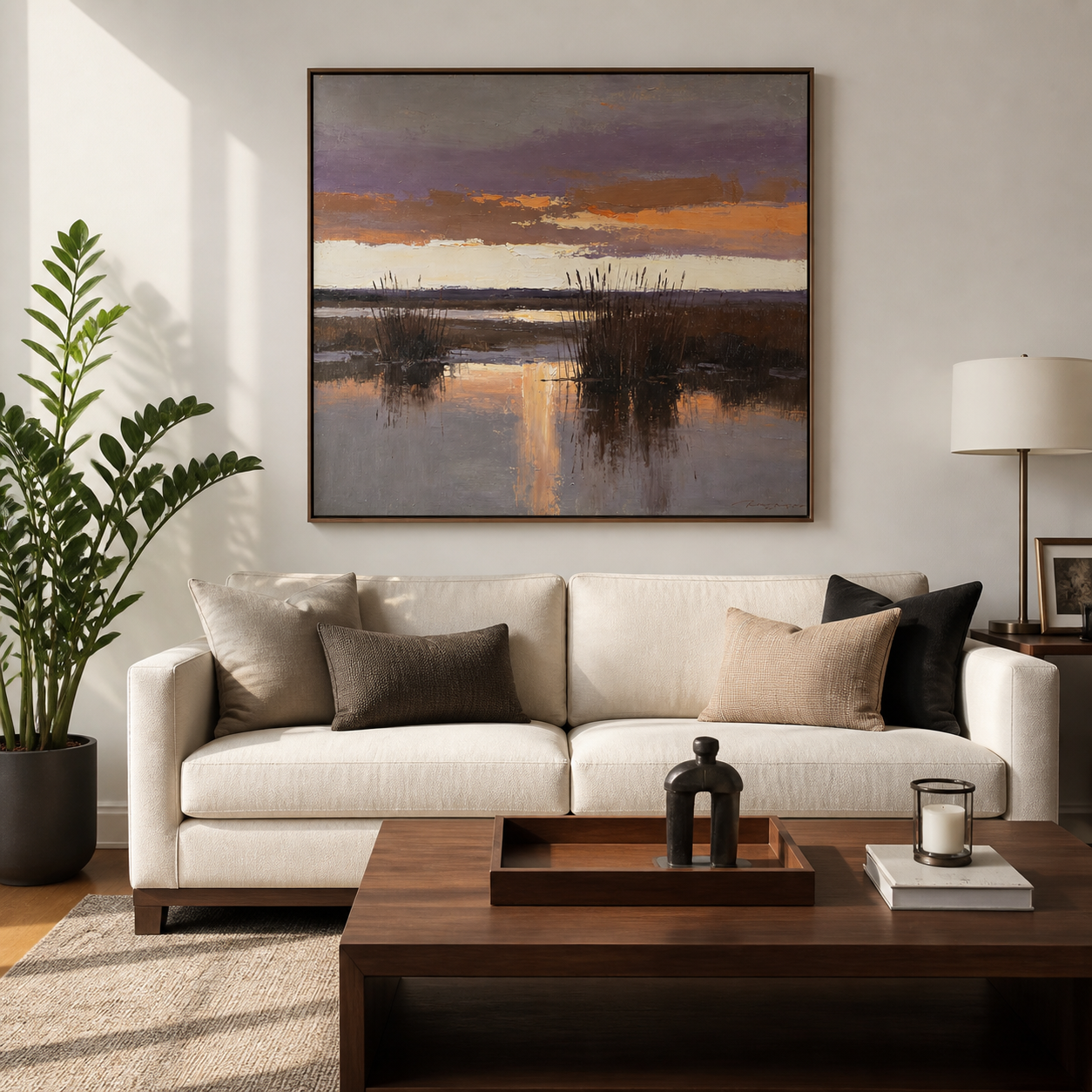 Abstract Marsh Landscape Wall Art | Violet Stillness