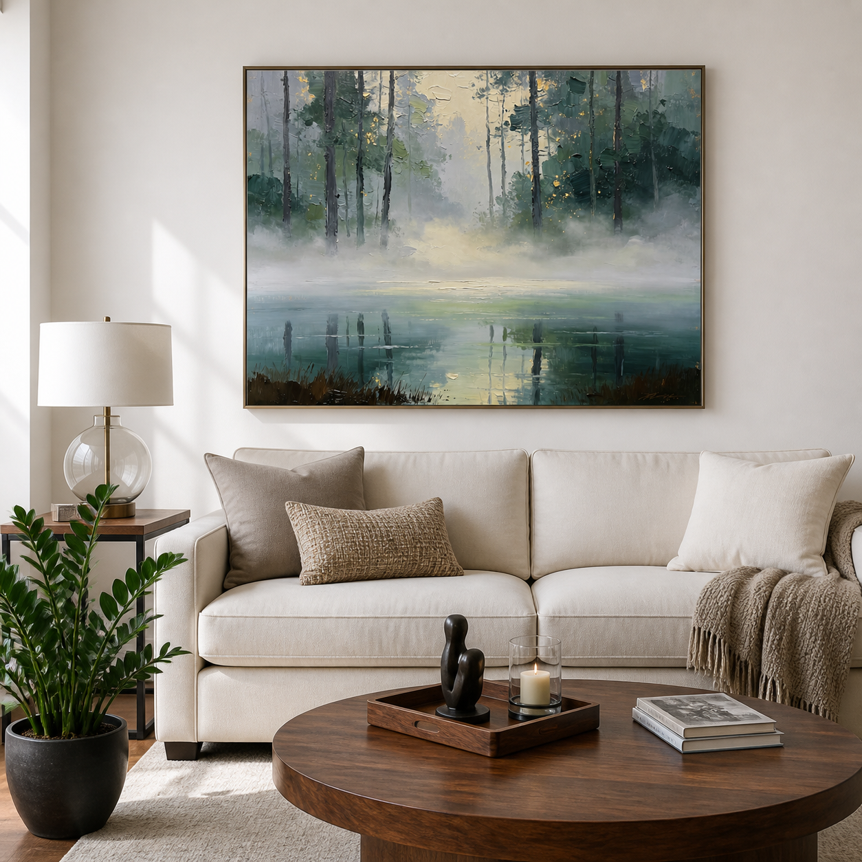 Misty Forest Lake Wall Art | Stillwater Veil