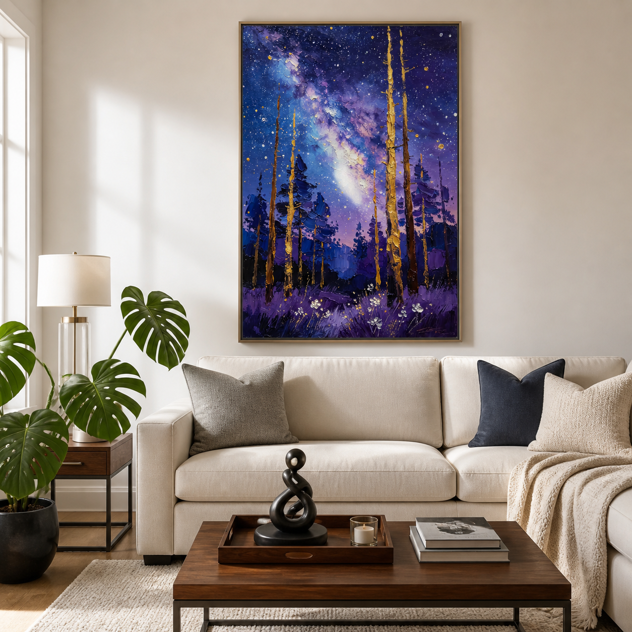 Milky Way Forest Wall Art | Golden Starlight