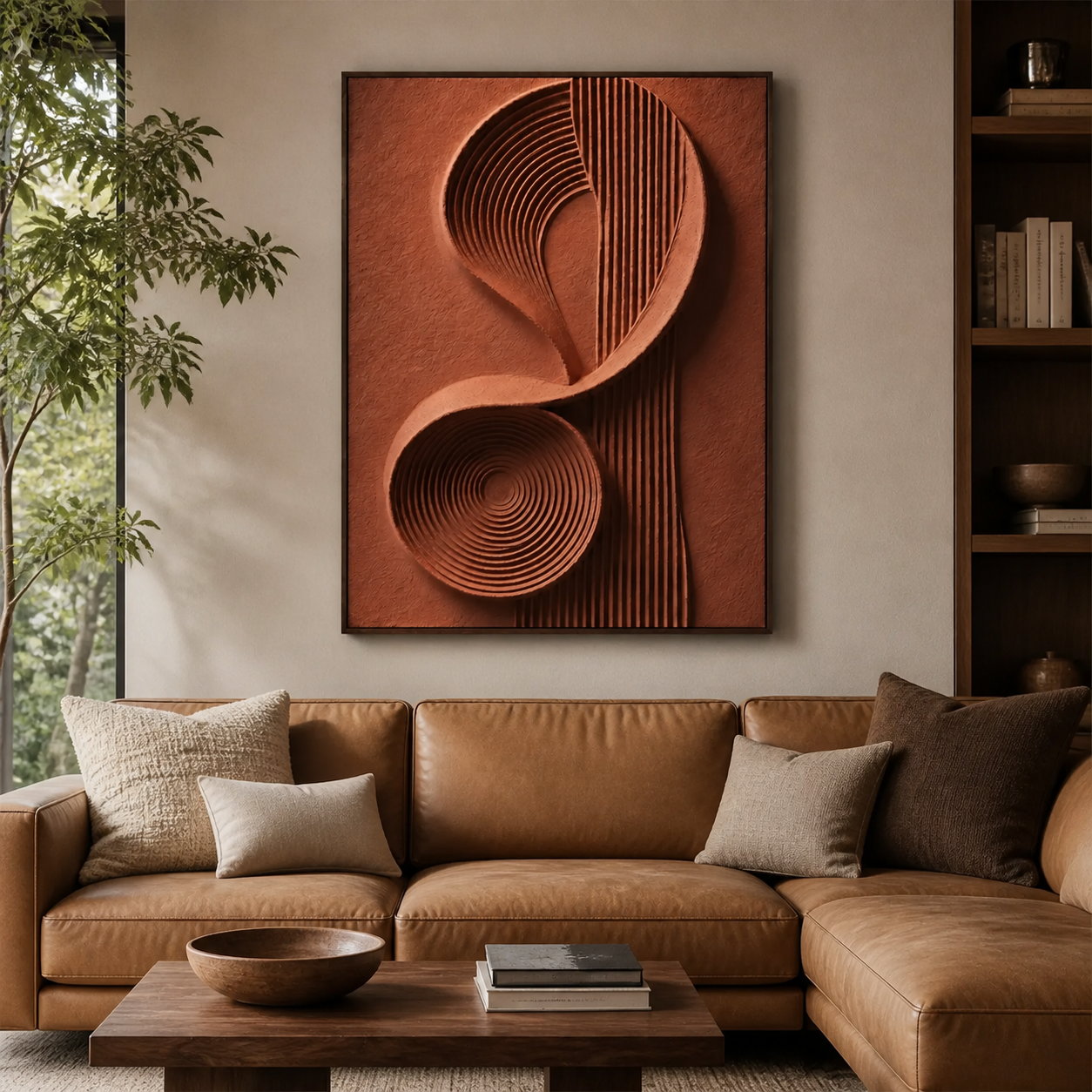Terracotta Abstract Wall Art | Curved Resonance