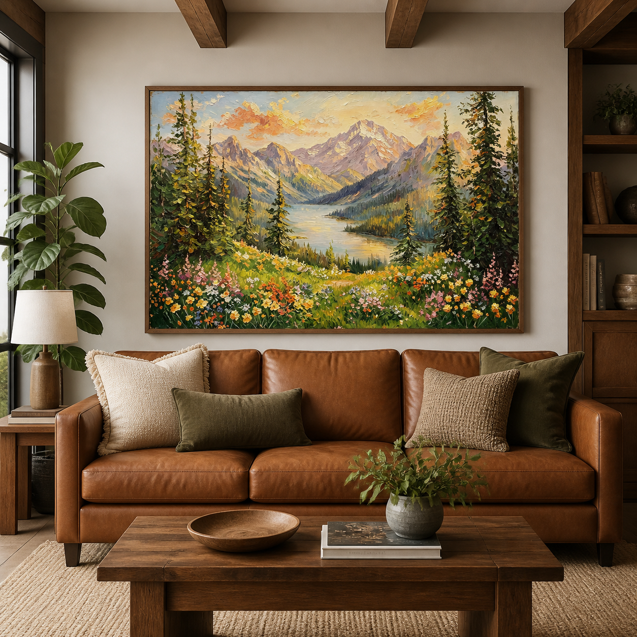 Mountain Landscape Wall Art | Alpine Wildflower Valley