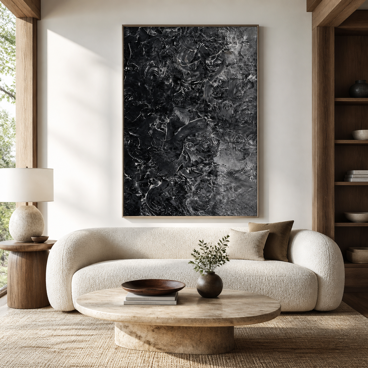 Black Abstract Wall Art | Shadow Vortex