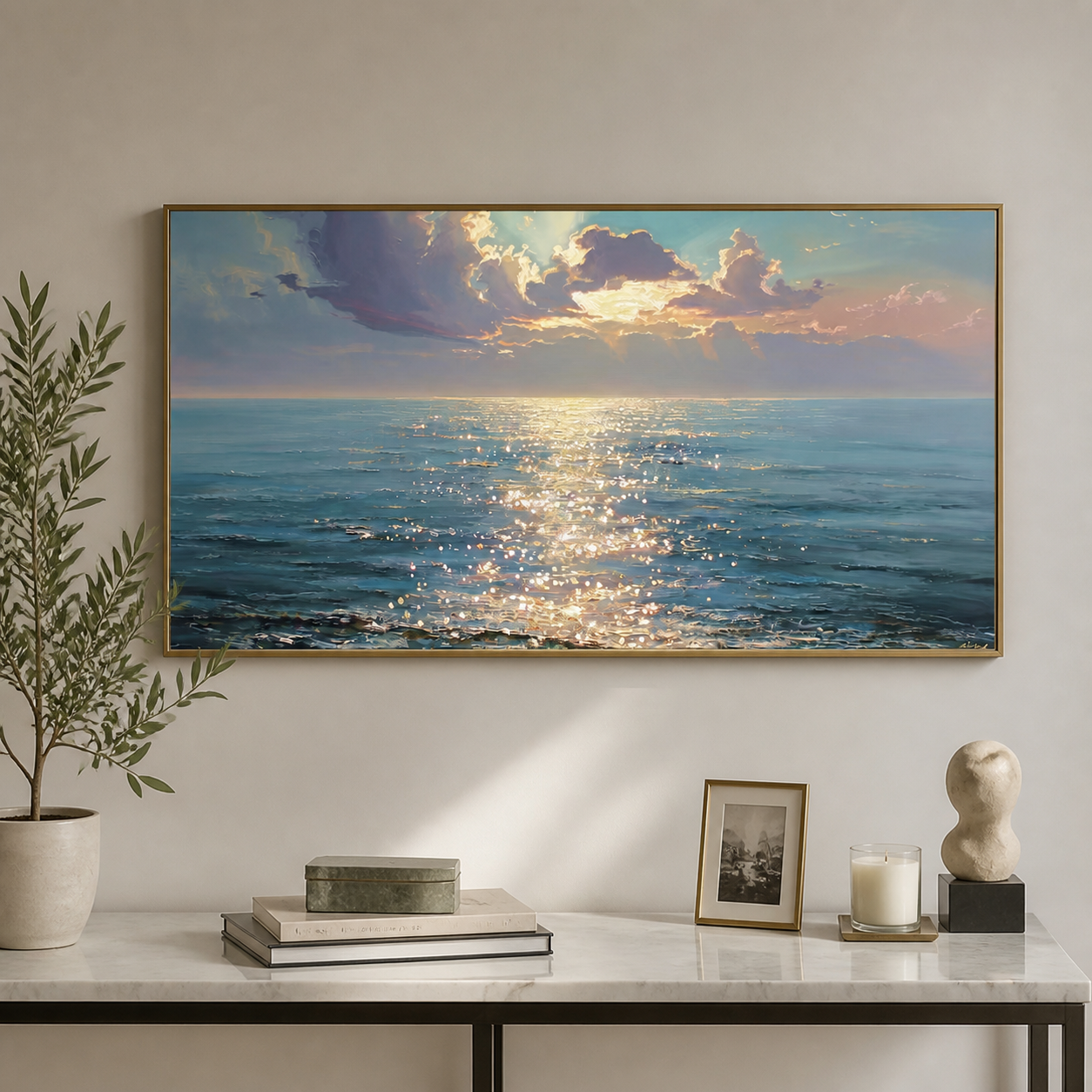 Ocean Sunset Wall Art | Golden Light Across the Sea