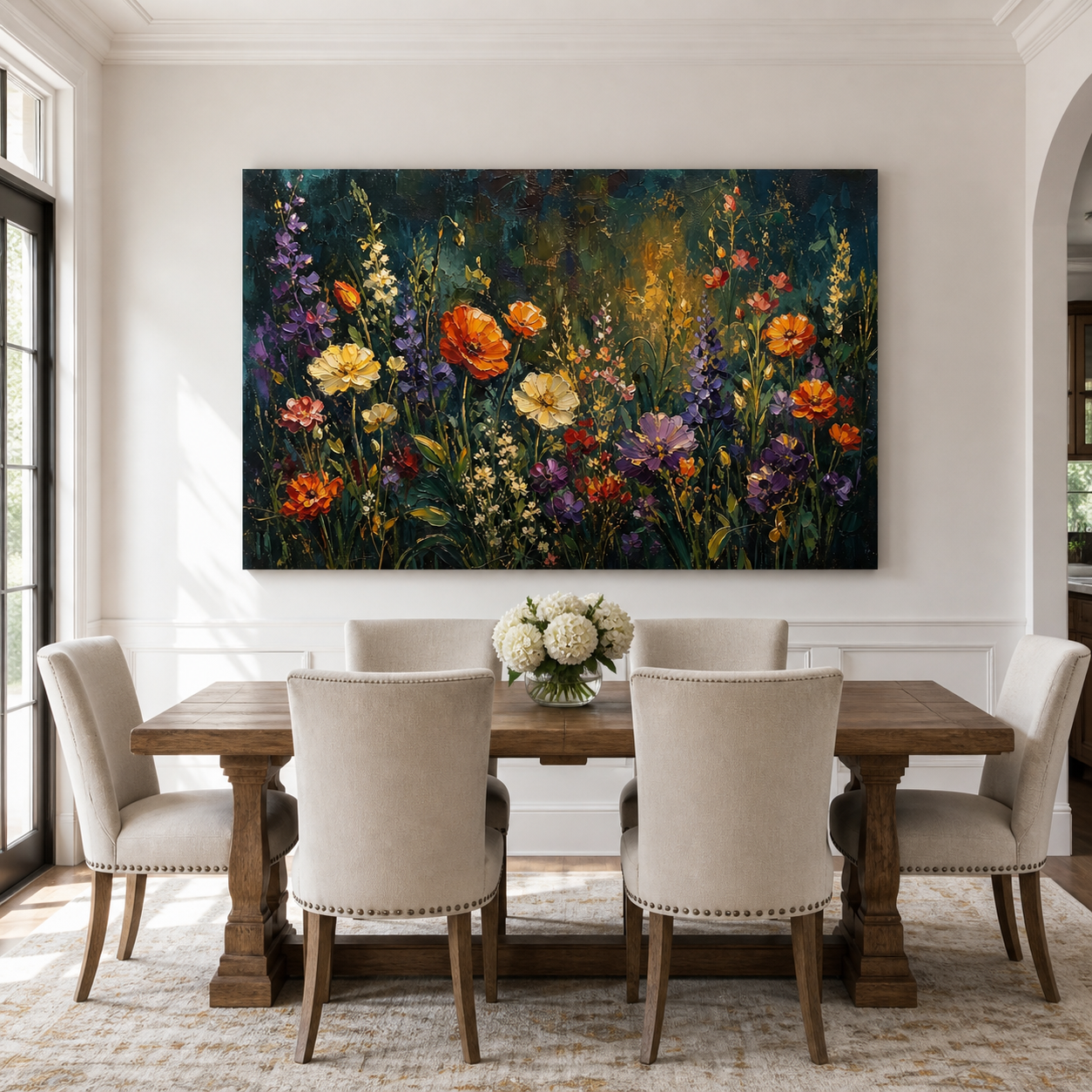 Dark Floral Wall Art | Midnight Wildflower Garden