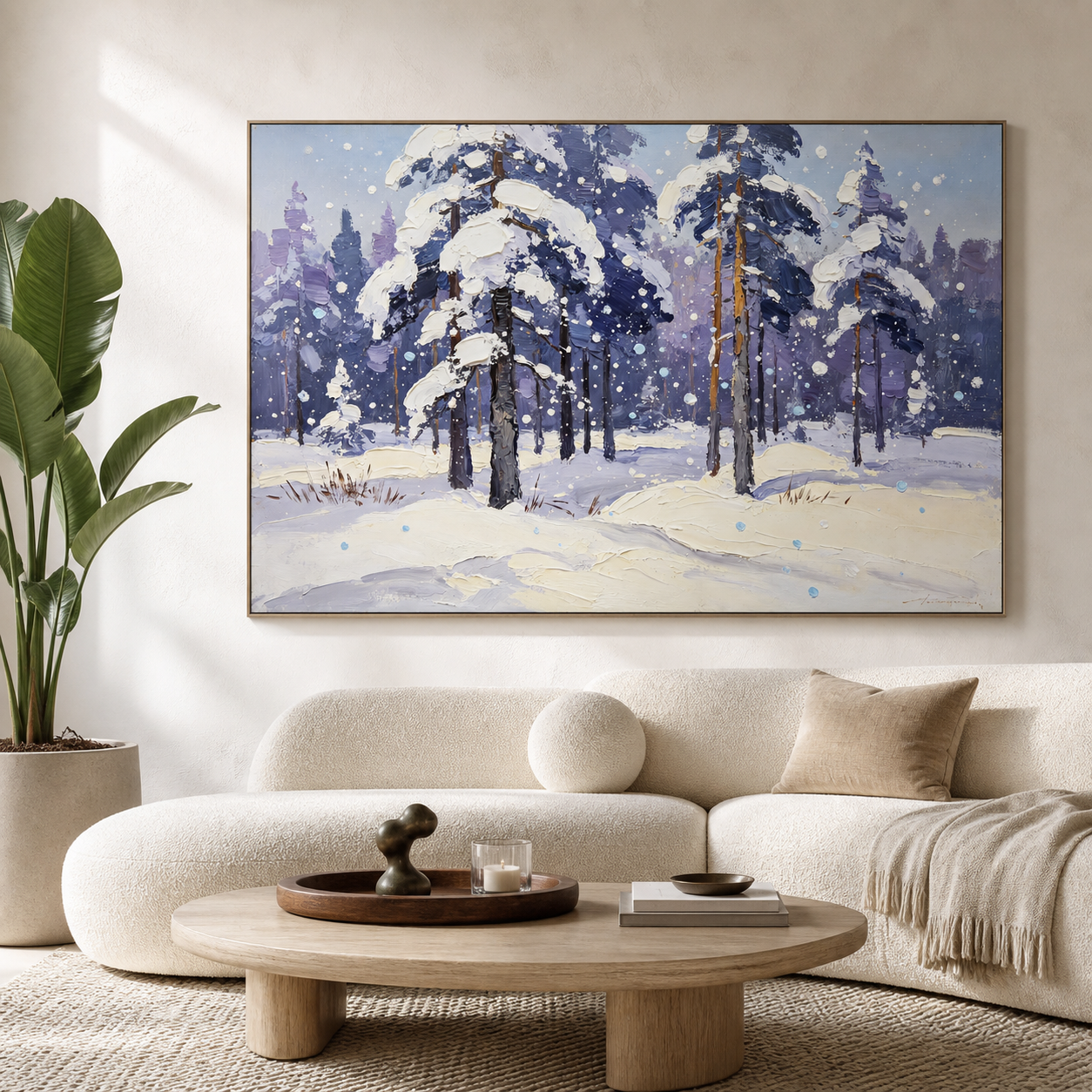 Winter Forest Wall Art | Lavender Snowfall