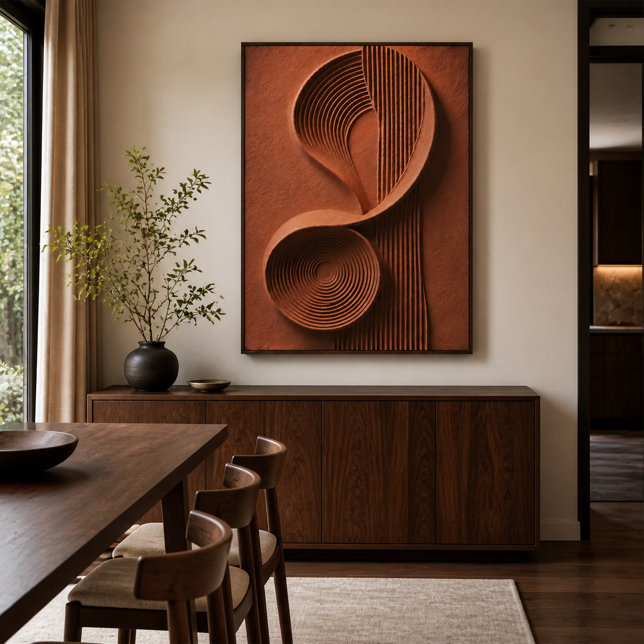 Terracotta Abstract Wall Art | Curved Resonance
