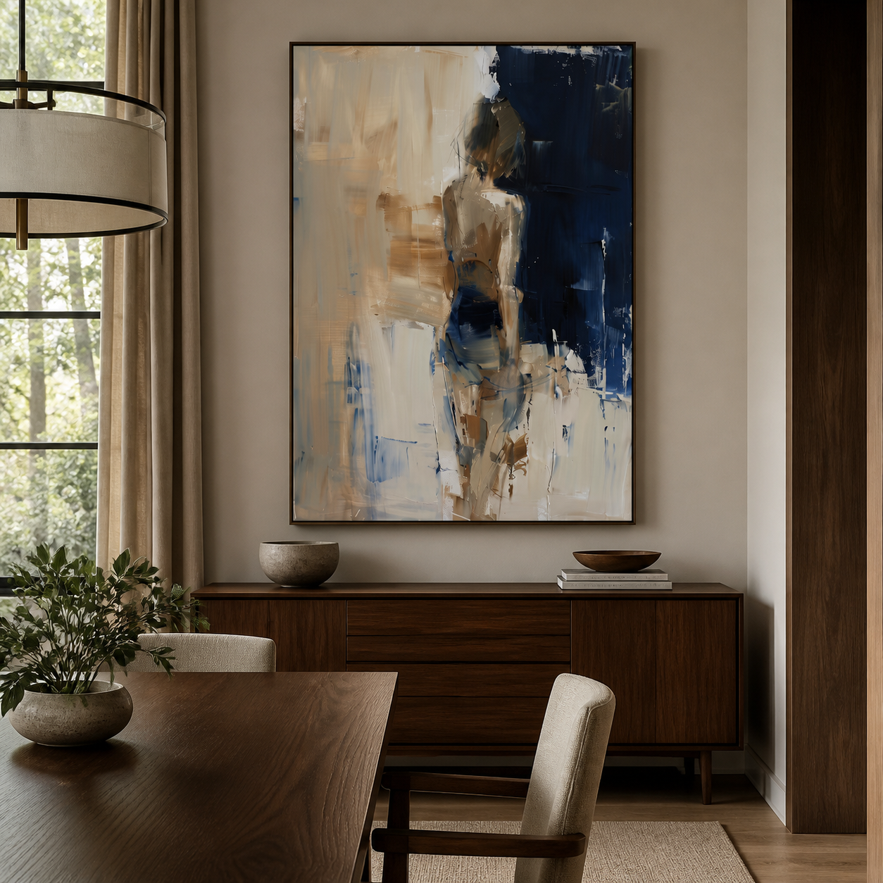 Blue Abstract Figure Wall Art | Quiet Passage