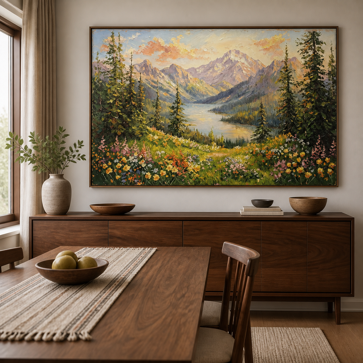 Mountain Landscape Wall Art | Alpine Wildflower Valley