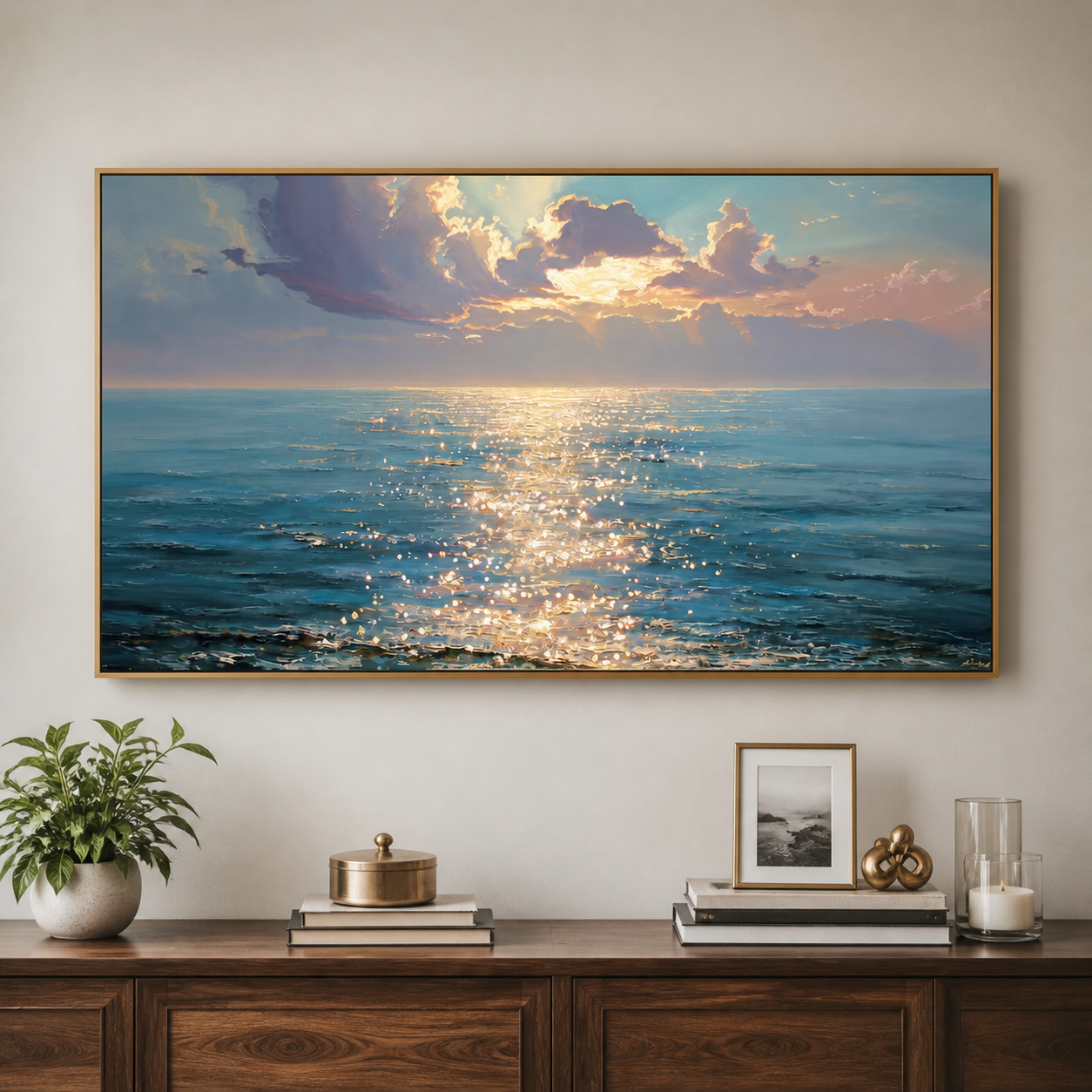 Ocean Sunset Wall Art | Golden Light Across the Sea