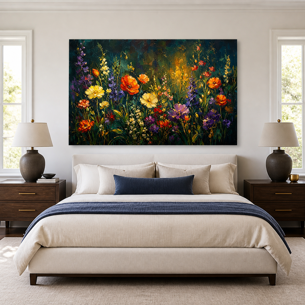 Dark Floral Wall Art | Midnight Wildflower Garden