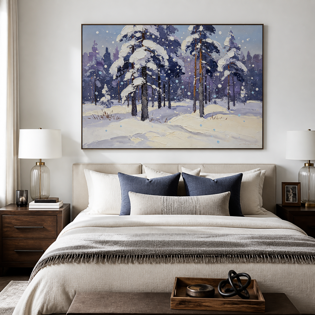 Winter Forest Wall Art | Lavender Snowfall