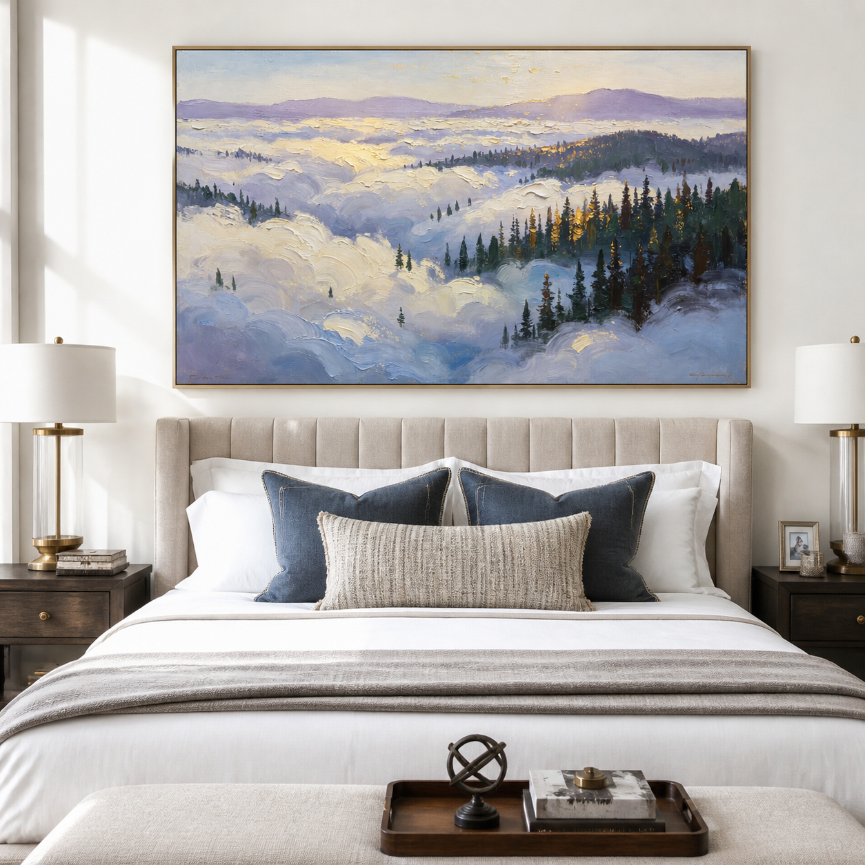 Snowy Mountain Wall Art | Clouds Above the Pines