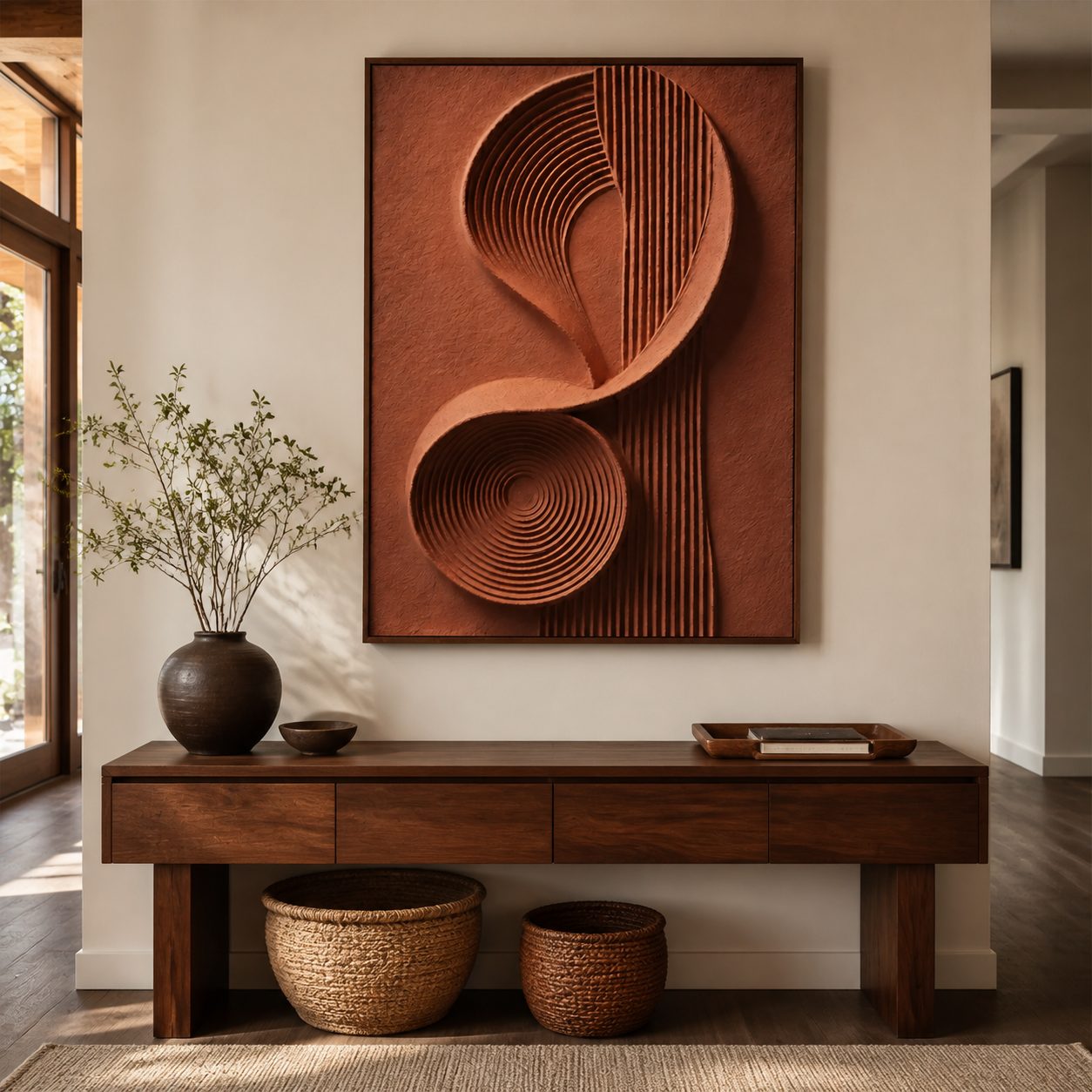 Terracotta Abstract Wall Art | Curved Resonance