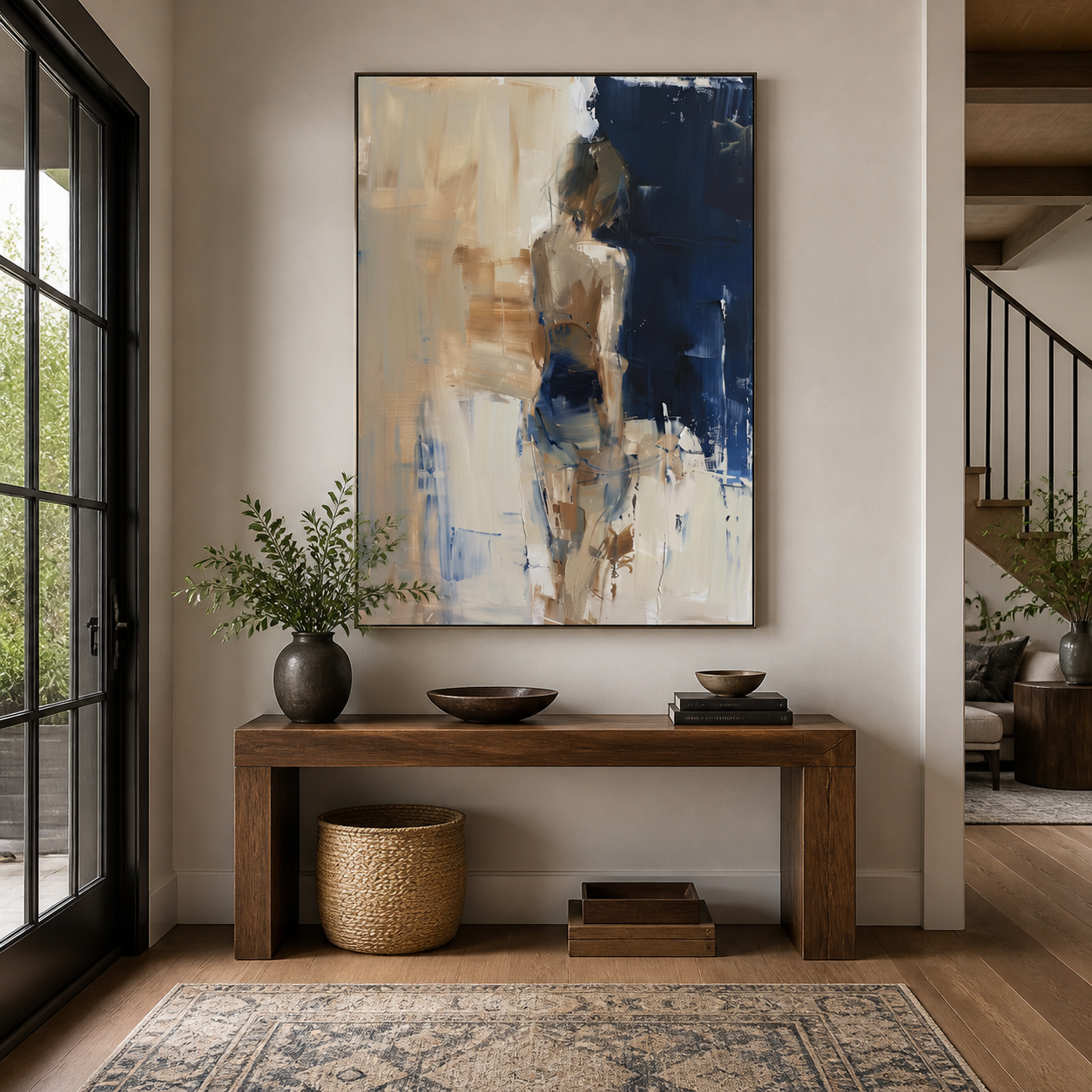 Blue Abstract Figure Wall Art | Quiet Passage