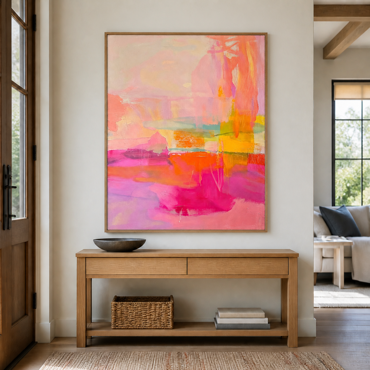Pink and Orange Abstract Wall Art | Electric Horizon