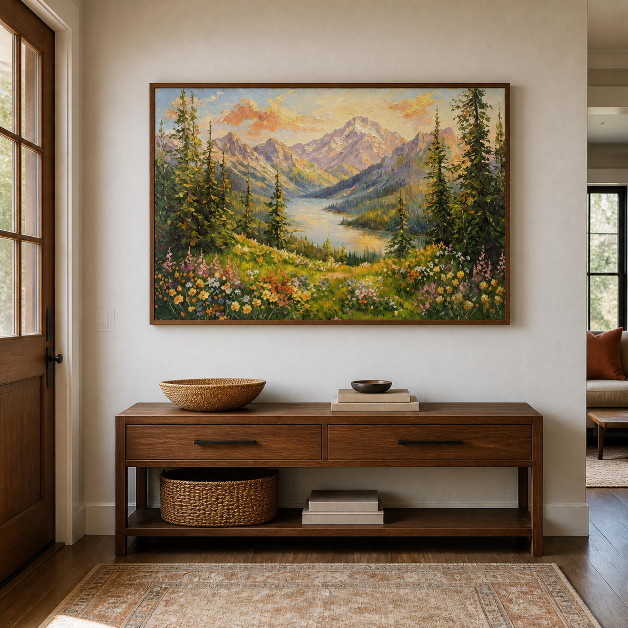 Mountain Landscape Wall Art | Alpine Wildflower Valley