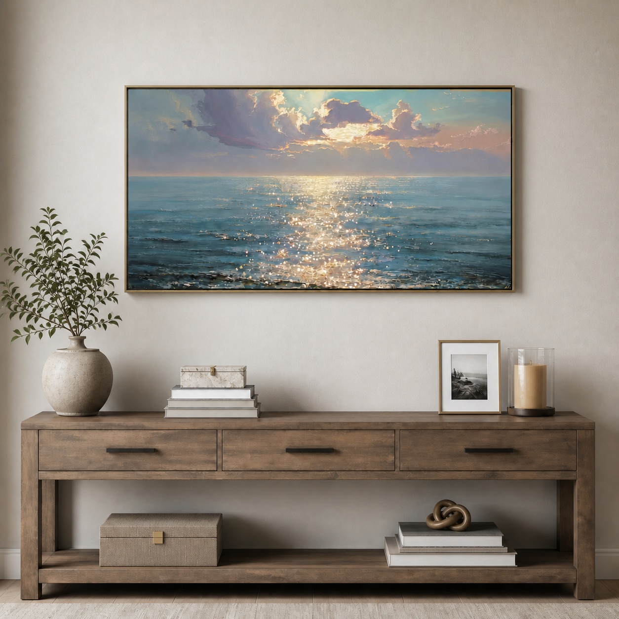 Ocean Sunset Wall Art | Golden Light Across the Sea