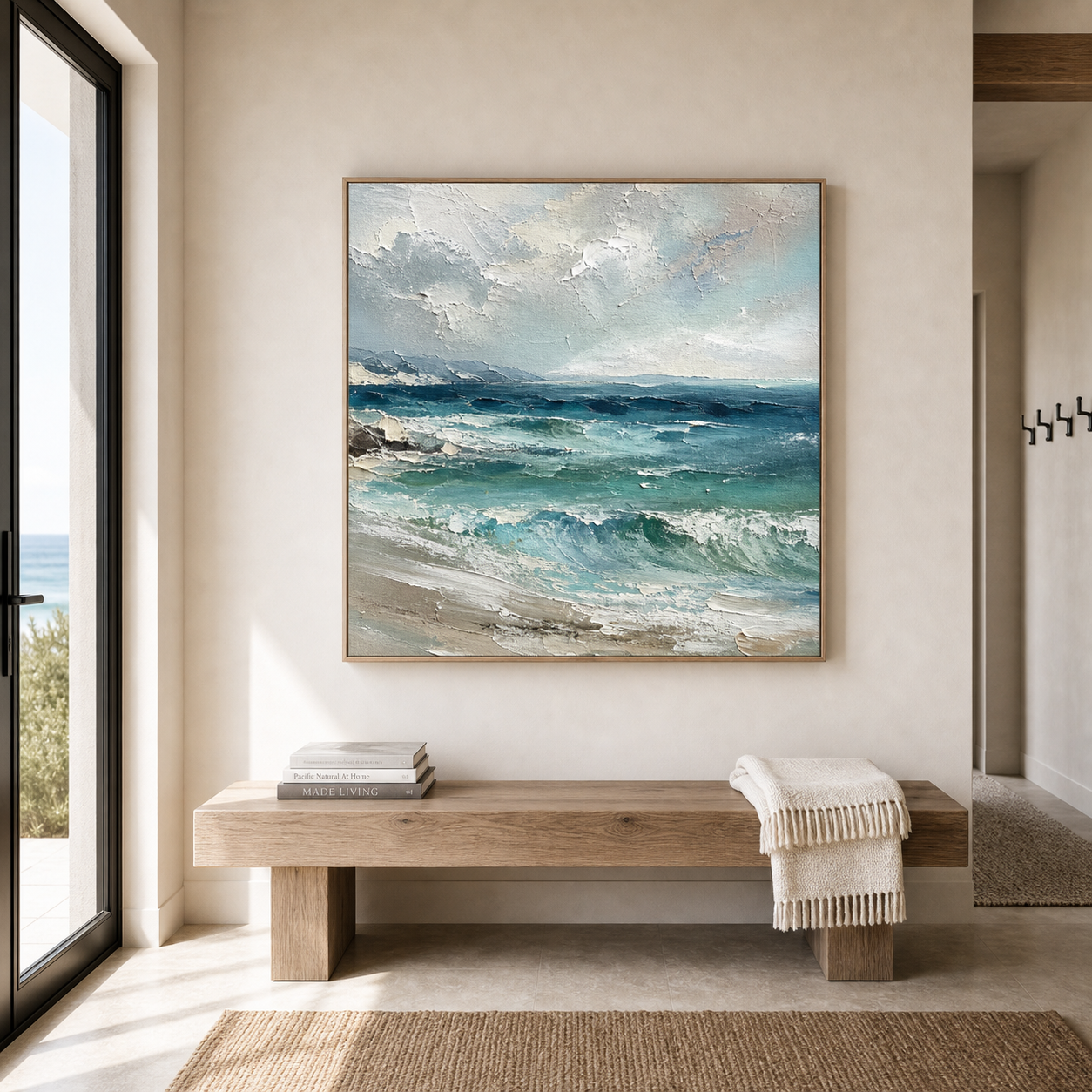 Coastal Ocean Wall Art, Original Hand Painted Seascape Oil Painting on Canvas