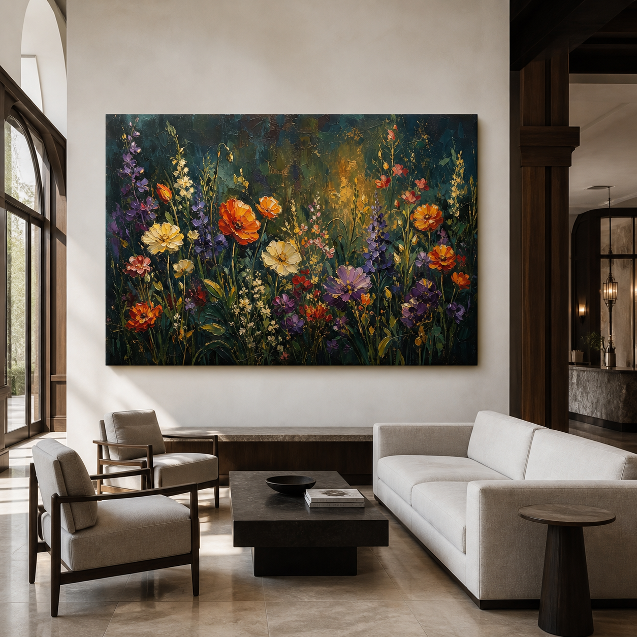 Dark Floral Wall Art | Midnight Wildflower Garden
