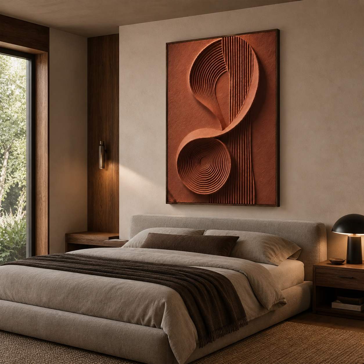 Terracotta Abstract Wall Art | Curved Resonance