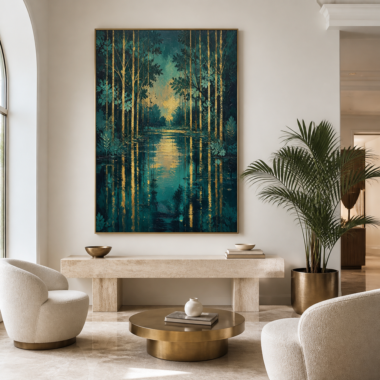 Teal Forest Lake Wall Art | Golden Reflections