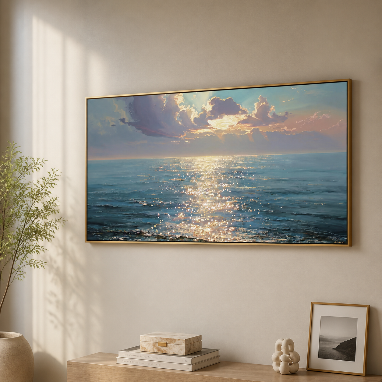 Ocean Sunset Wall Art | Golden Light Across the Sea