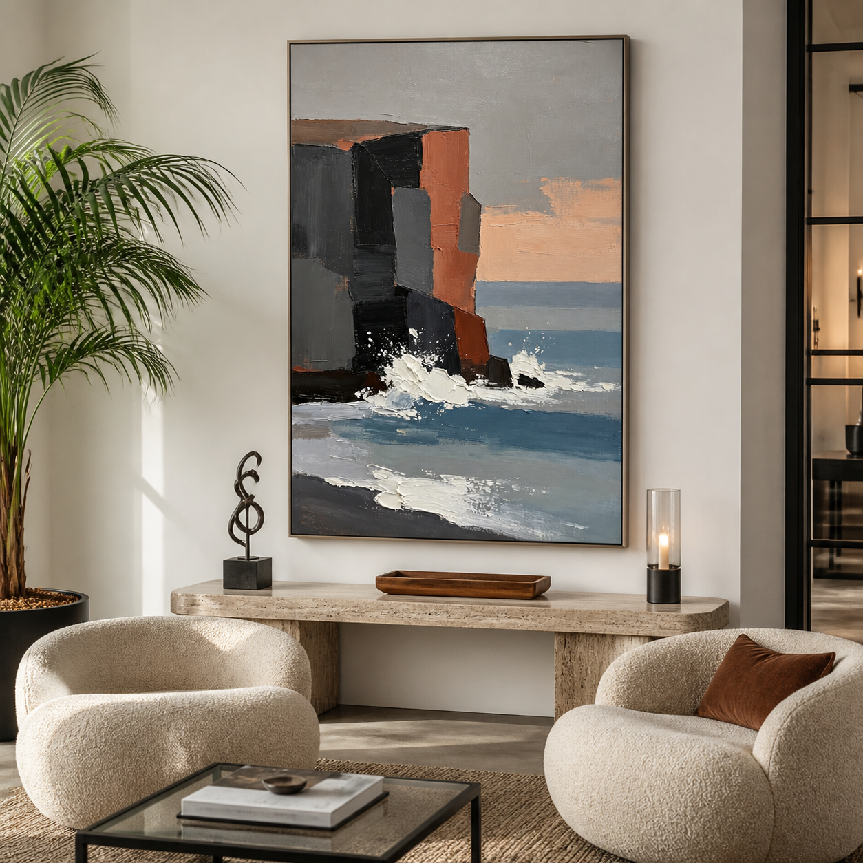 Abstract Coastal Wall Art | Geometric Shore