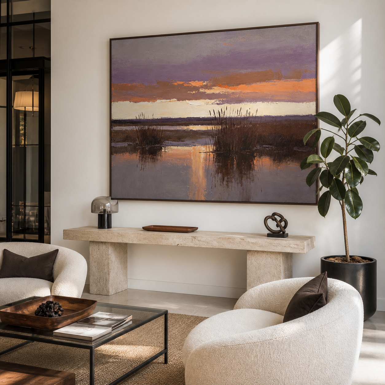 Abstract Marsh Landscape Wall Art | Violet Stillness