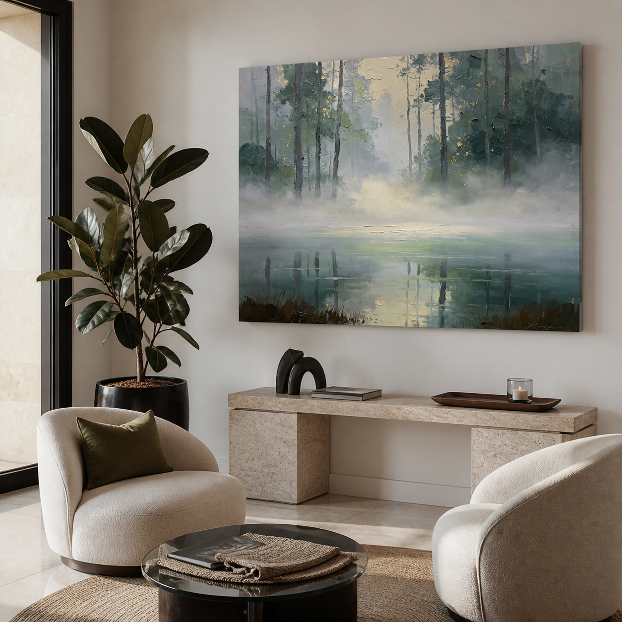 Misty Forest Lake Wall Art | Stillwater Veil
