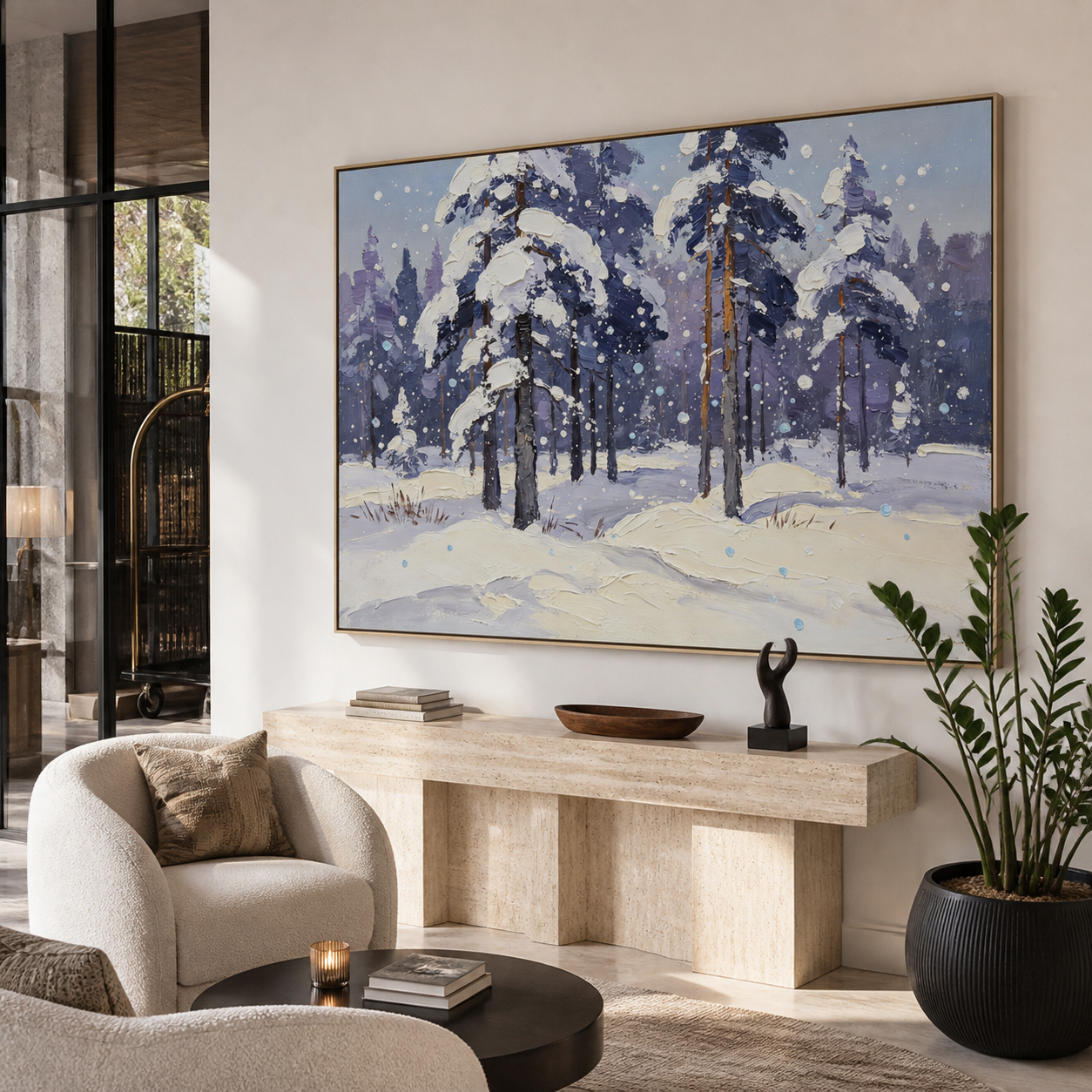 Winter Forest Wall Art | Lavender Snowfall