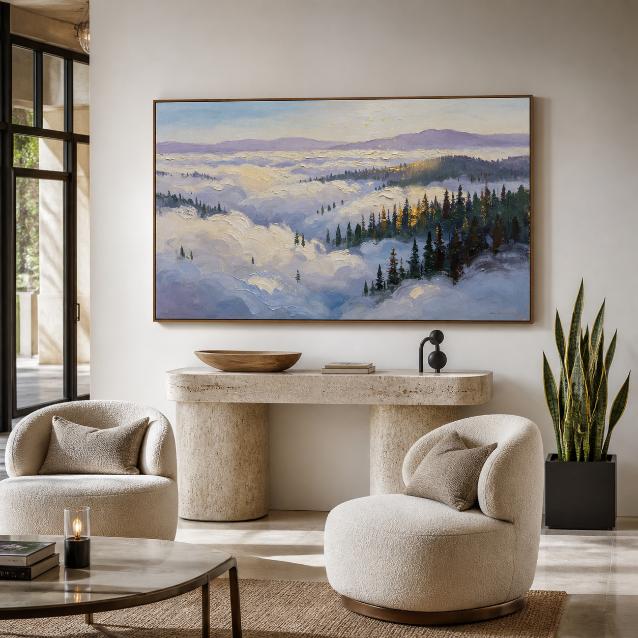 Snowy Mountain Wall Art | Clouds Above the Pines