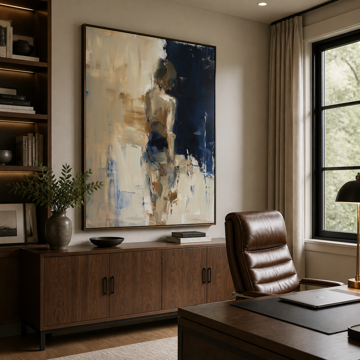 Blue Abstract Figure Wall Art | Quiet Passage