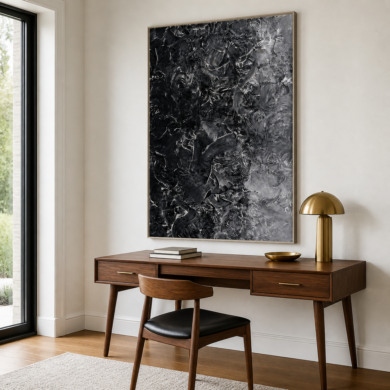 Black Abstract Wall Art | Shadow Vortex