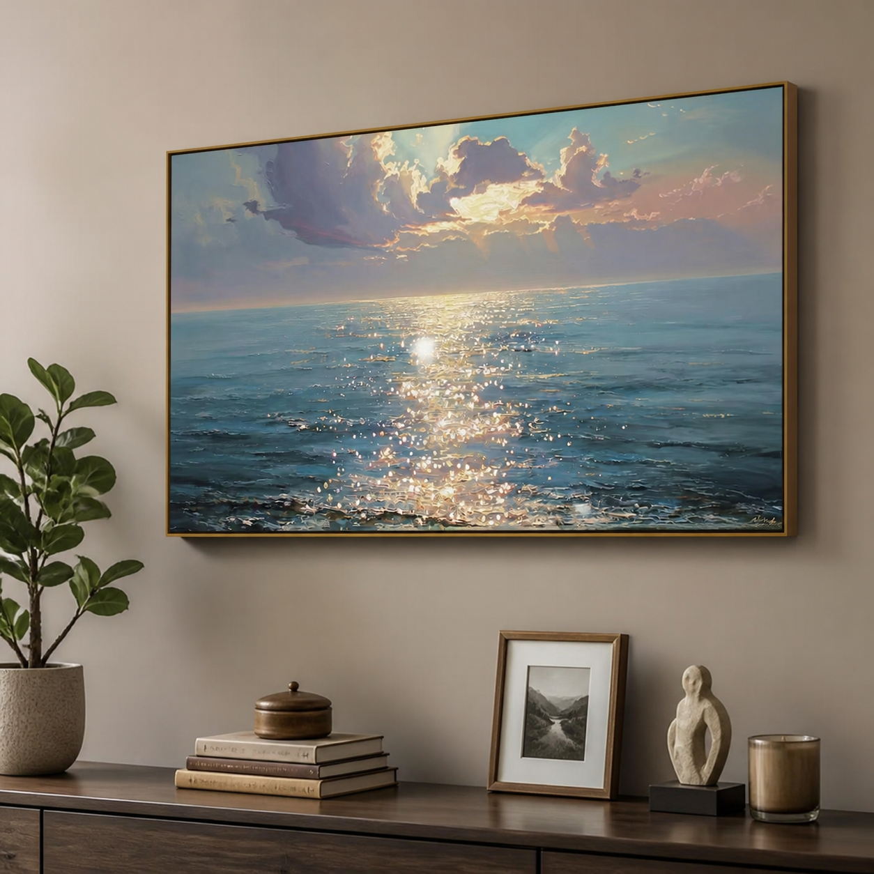 Ocean Sunset Wall Art | Golden Light Across the Sea