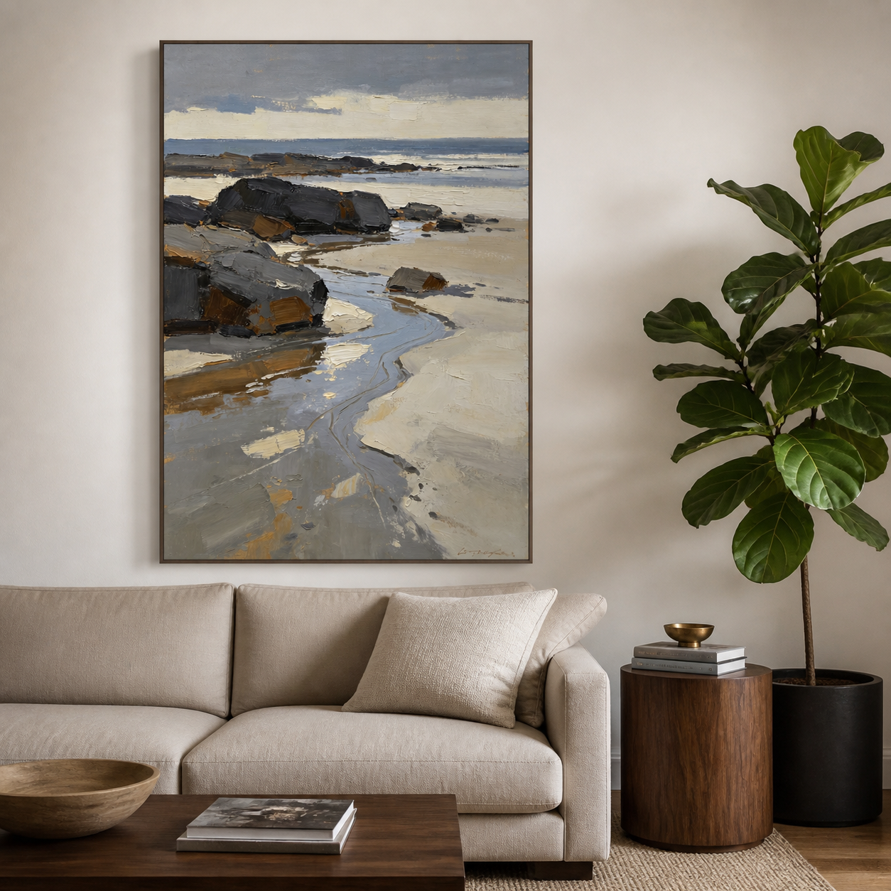 Coastal Landscape Wall Art | Silver Tide