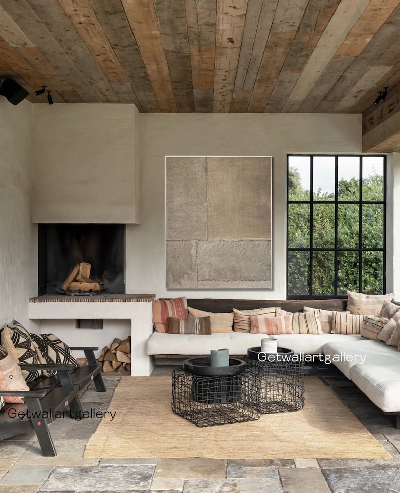 Muted Textures — Minimal Abstract Oil Painting for Modern Interior Wall Art