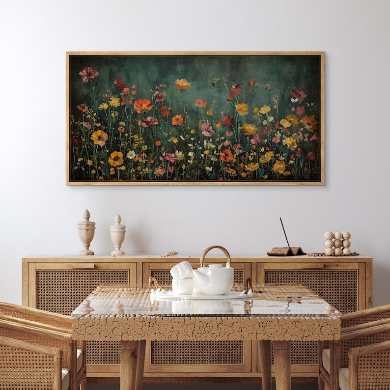 Wild Meadow Glow – Hand-Painted Floral Landscape Wall Art
