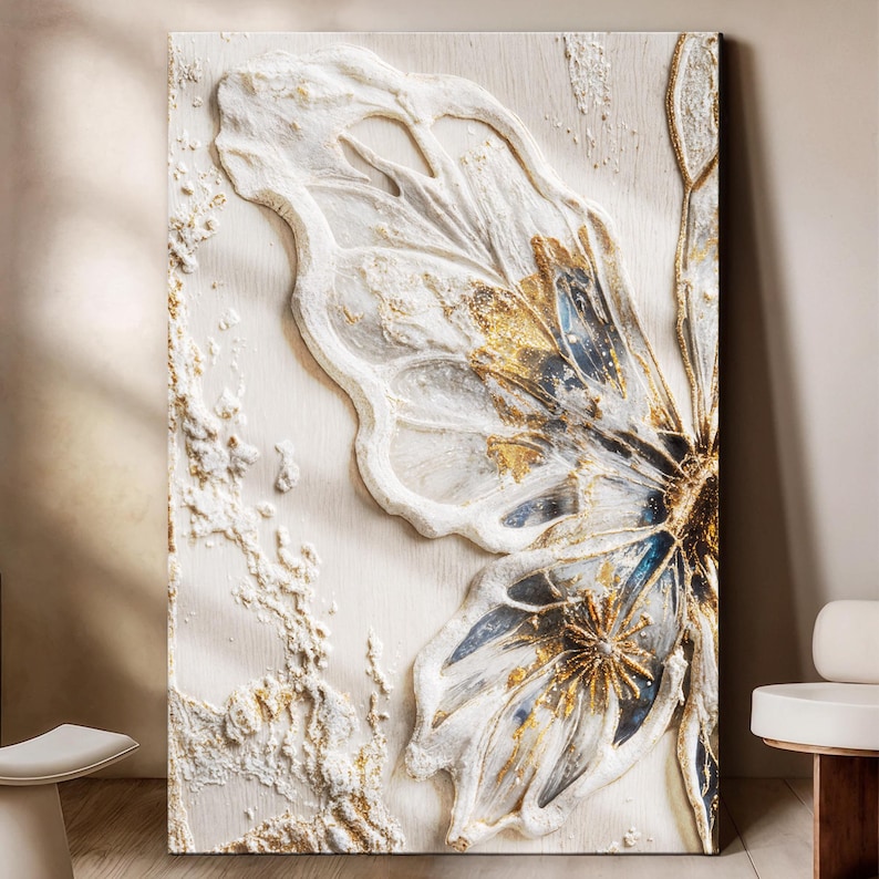 Gilded Bloom – Textured Floral Wall Art with Gold Accents