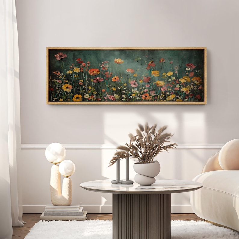 Wild Meadow Glow – Hand-Painted Floral Landscape Wall Art