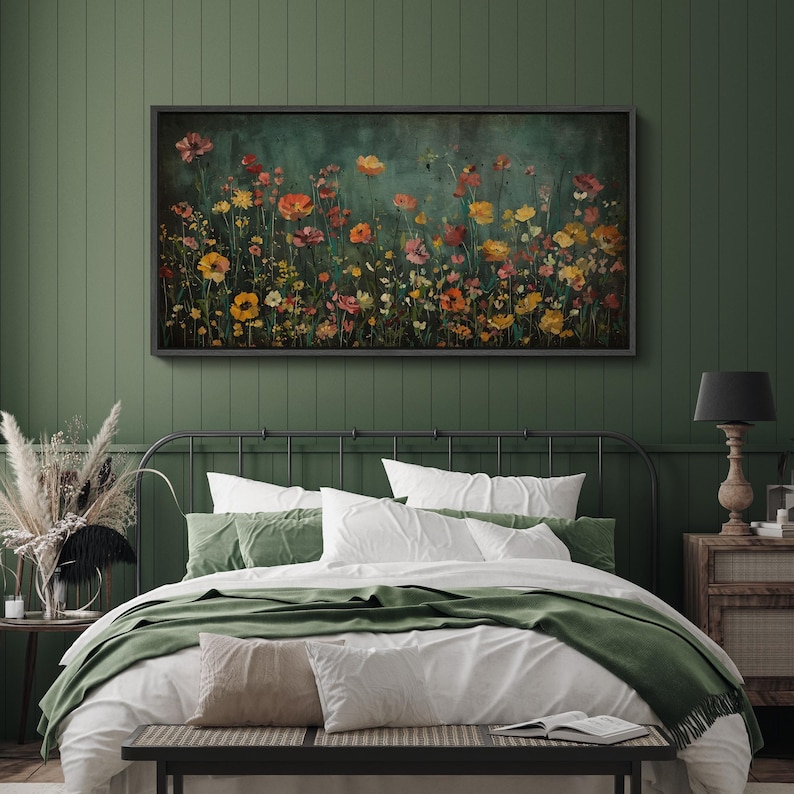 Wild Meadow Glow – Hand-Painted Floral Landscape Wall Art