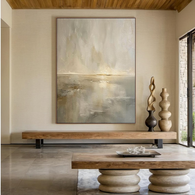 Still Horizon - Minimalist Textured Canvas for Modern Home Decor