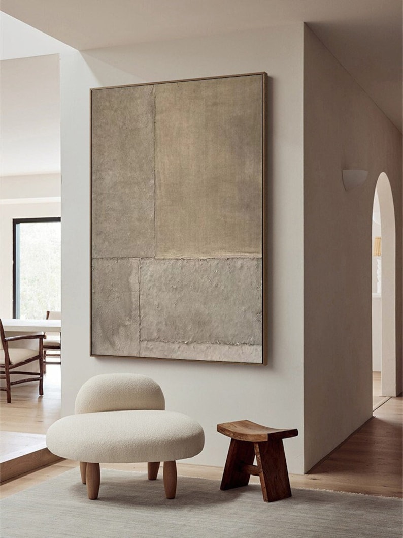Muted Textures — Minimal Abstract Oil Painting for Modern Interior Wall Art