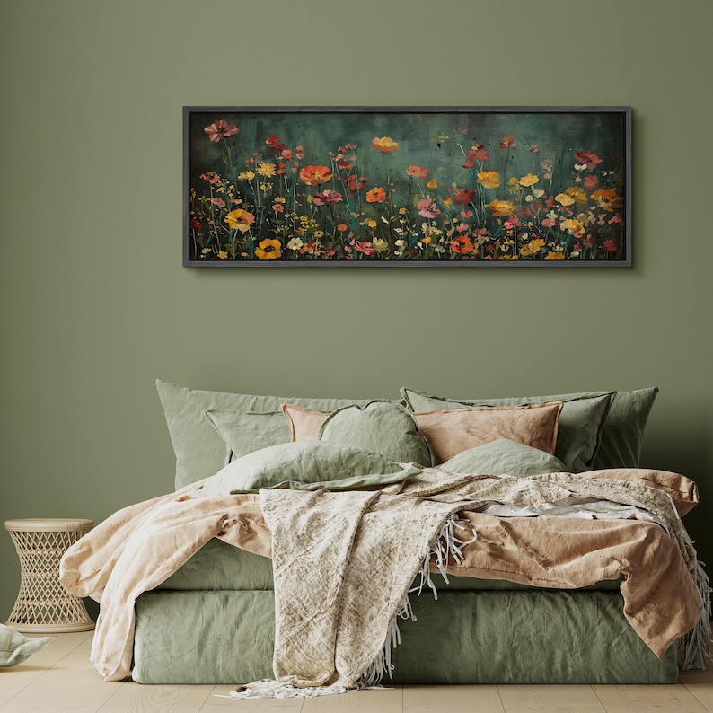 Wild Meadow Glow – Hand-Painted Floral Landscape Wall Art