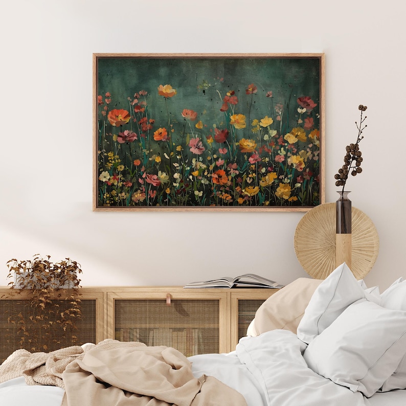 Wild Meadow Glow – Hand-Painted Floral Landscape Wall Art