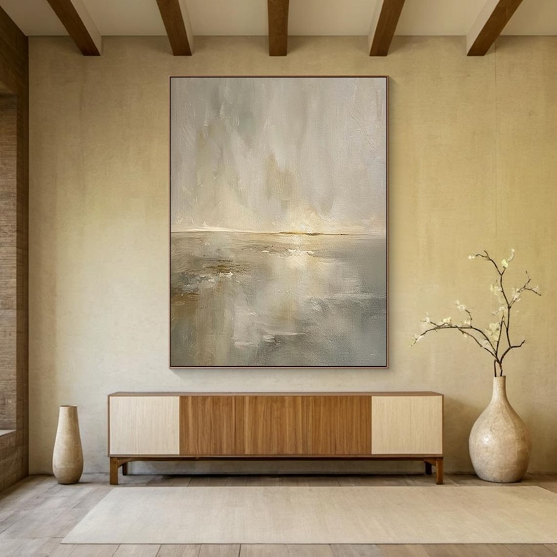 Still Horizon - Minimalist Textured Canvas for Modern Home Decor