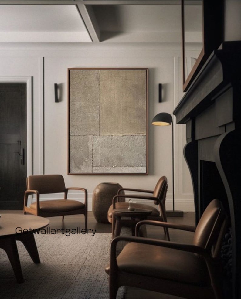 Muted Textures — Minimal Abstract Oil Painting for Modern Interior Wall Art