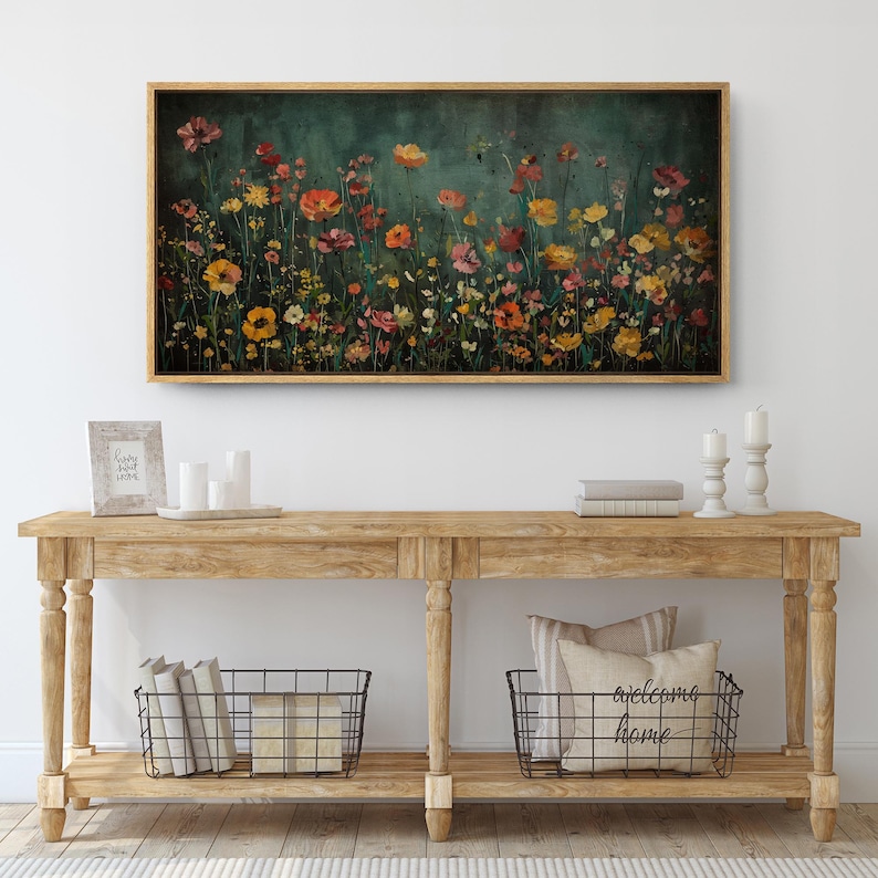 Wild Meadow Glow – Hand-Painted Floral Landscape Wall Art