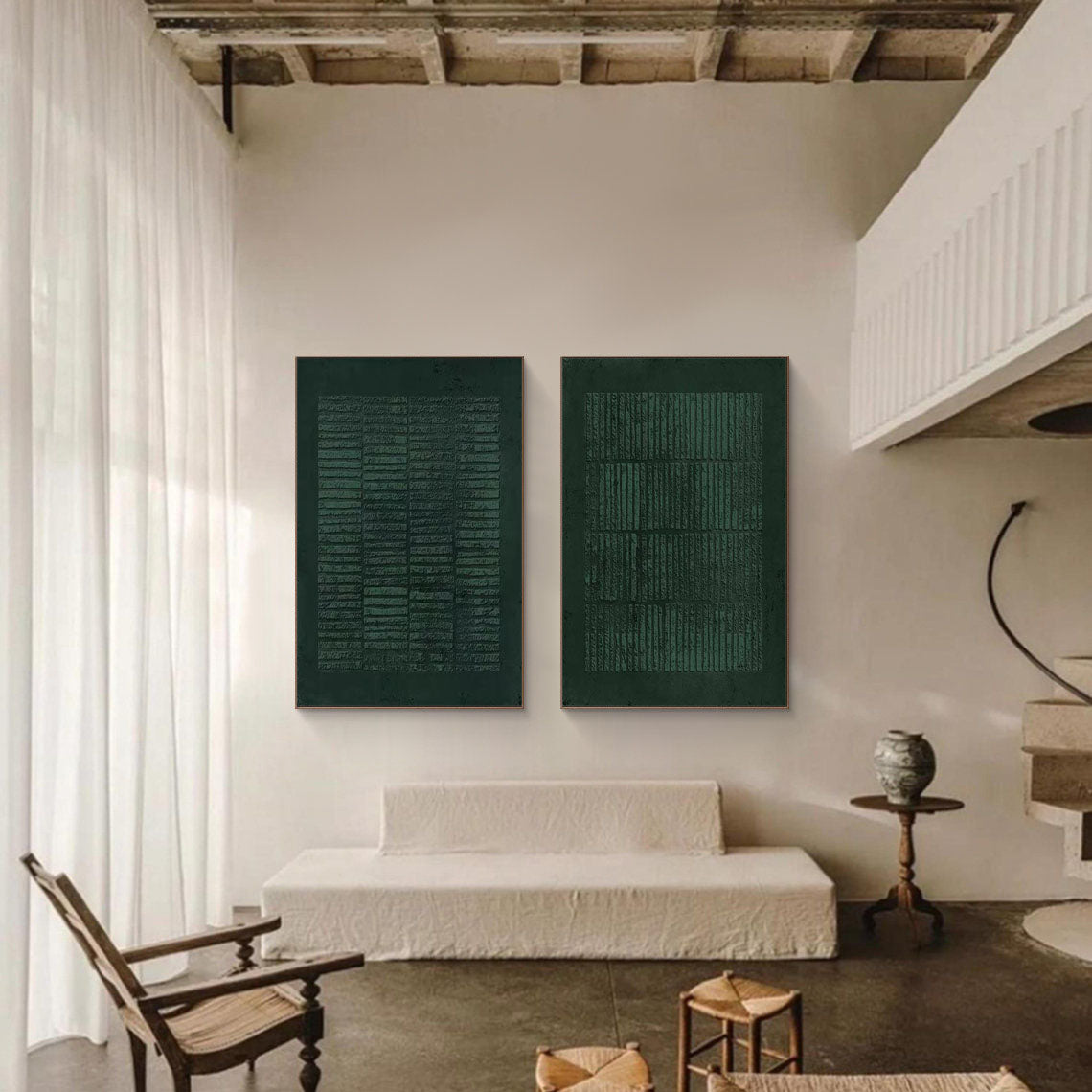 Blue & Green Abstract Painting  SET OF 2 #AVG 00103