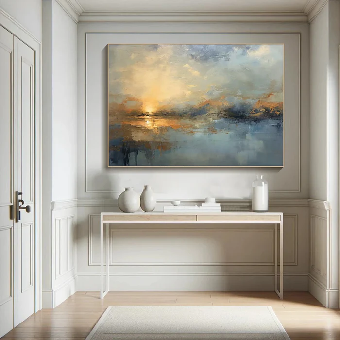 Twilight Reverie – Textured Sunset Landscape Canvas Art